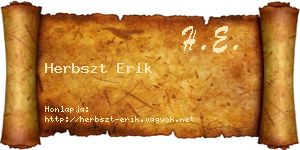 Herbszt Erik névjegykártya